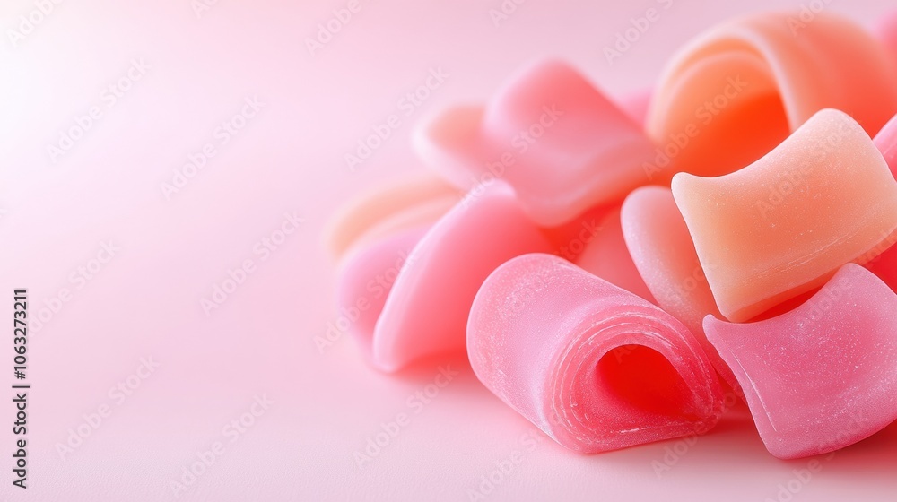 Soft pink and peach candy ribbons create a playful and sweet visual treat, AI Soft pink and peach candy ribbons create a playful and sweet visual treat, AI