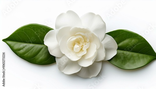 Gardenia flower top view full length isolate on White background