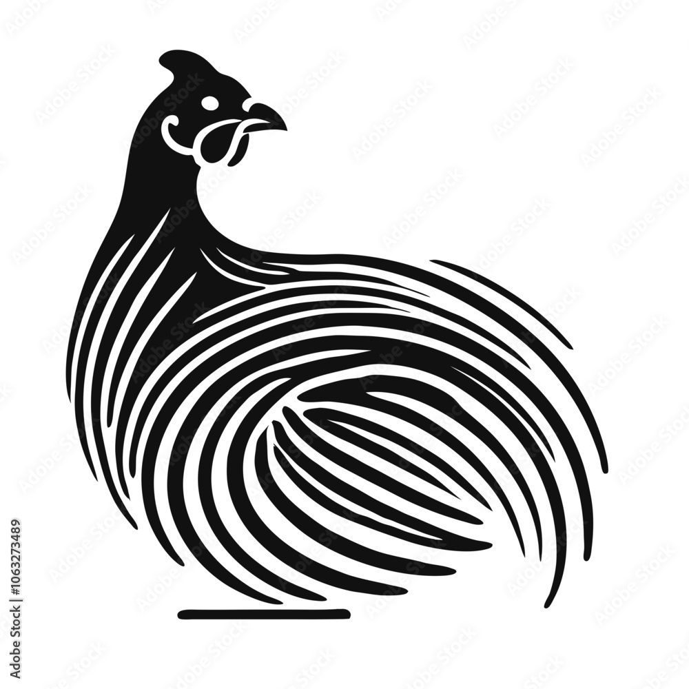 Naklejka premium Stylized guinea fowl outline drawing with artistic design on clear background