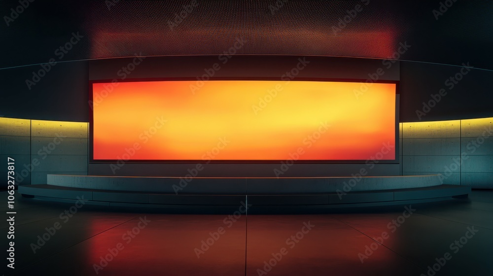 Mockup of customizable curved horizontal billboard Mockup of customizable curved horizontal billboard