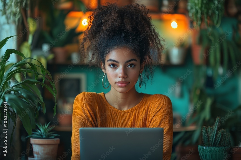 A Generation Z worker who performs work tasks on a laptop. Generative AI A Generation Z worker who performs work tasks on a laptop. Generative AI