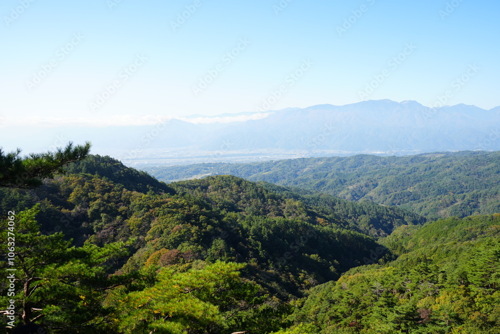 Landscape from Hachioji Mountain Peak of Shosenkyo Gorge in Yamanashi, Kofu, Japan - 日本 山梨 昇仙峡 八王子山からの眺め
