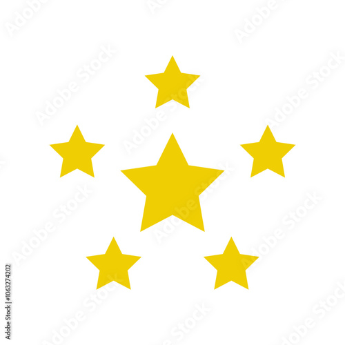 Logo con estrella en el centro de un marco circular de 5 estrellas doradas