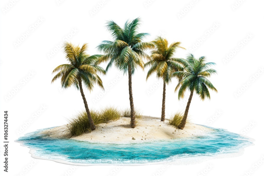 Fototapeta premium A small island with three palm trees