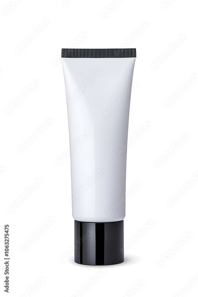 Makeup foundation, BB cream tube mockup isolated on white background Makeup foundation, BB cream tube mockup isolated on white background