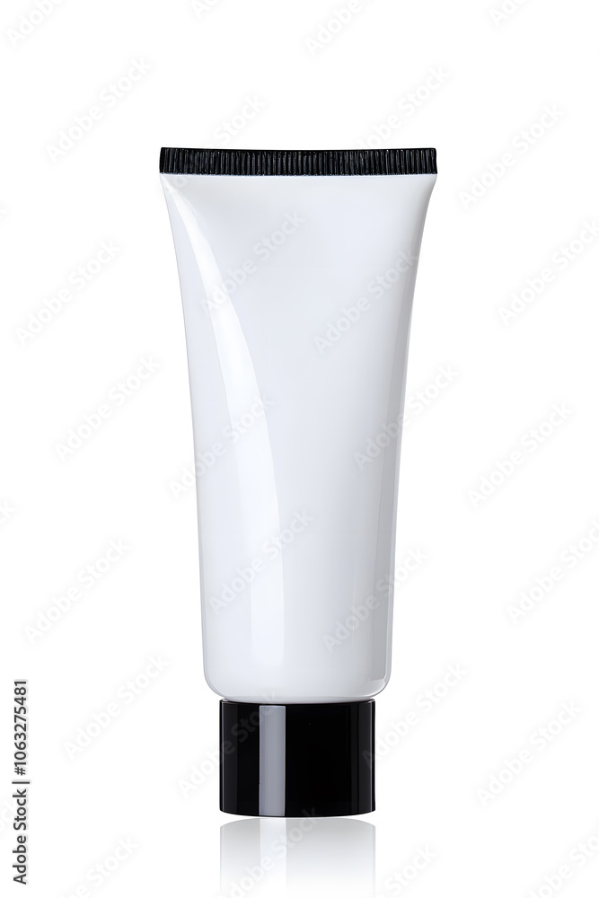 Makeup foundation, BB cream tube mockup isolated on white background Makeup foundation, BB cream tube mockup isolated on white background
