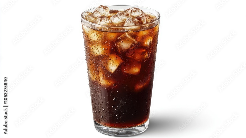 Refreshing Glass of Dark Soda with Ice Cubes Refreshing Glass of Dark Soda with Ice Cubes