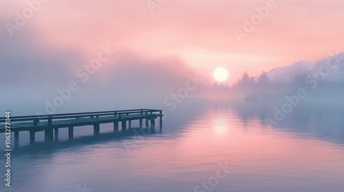 Wallpaper Mural Serene Sunrise Over Misty Lake View Torontodigital.ca