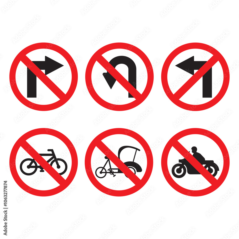Traffic symbols and prohibition signs design Traffic symbols and prohibition signs design