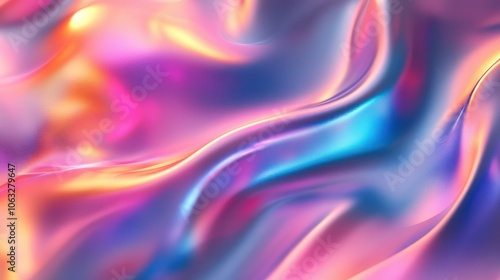 iridescent holographic curved wave in motion background. Gradient design element for banners, backgrounds, wallpapers and covers.