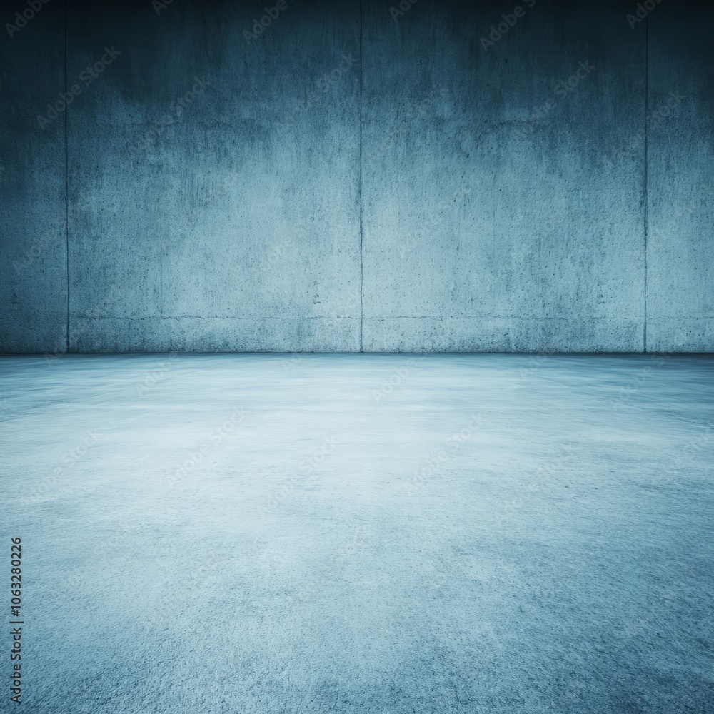 A minimalist concrete room with a smooth floor and textured walls. A minimalist concrete room with a smooth floor and textured walls.