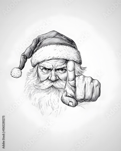 Santa Claus pointing to the side isolated on white transparent background