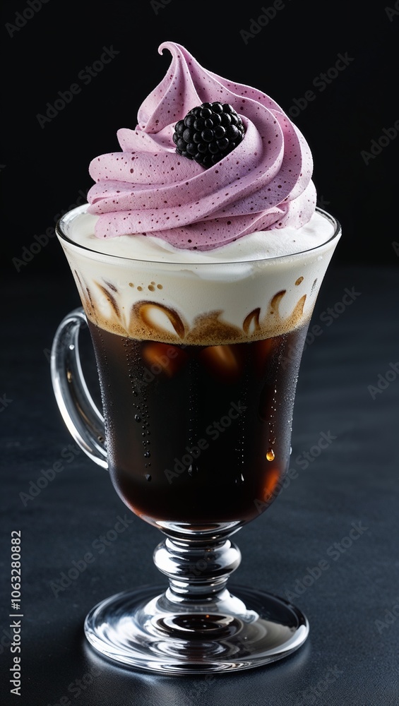 iced coffee Blackberry whipped cream iced coffee Blackberry whipped cream