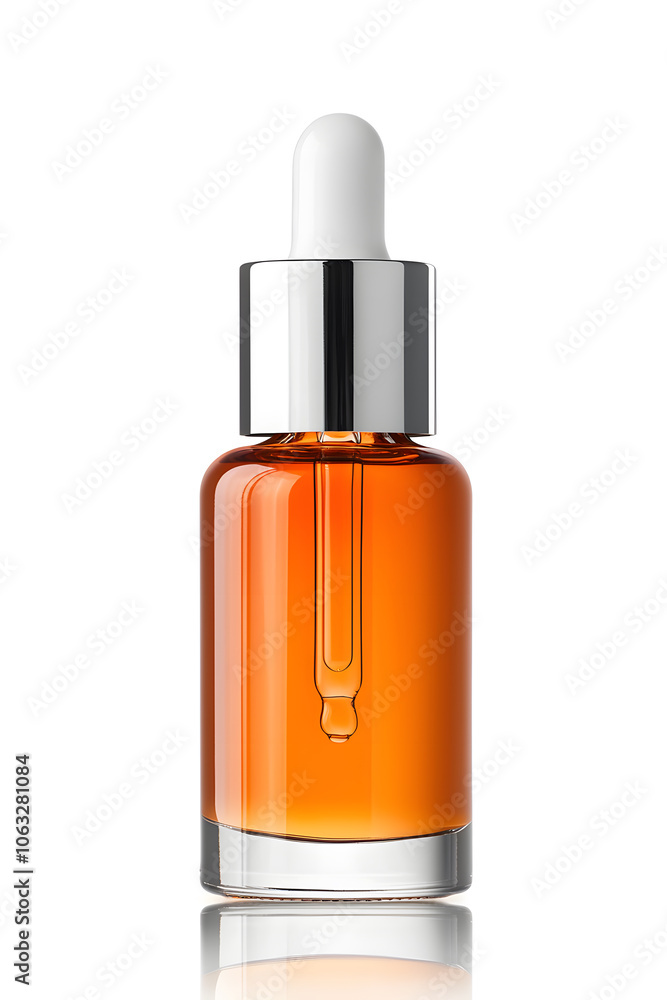 Serum oil vitamin C pipette dropper bottle isolated on white background. Skin care beauty product Serum oil vitamin C pipette dropper bottle isolated on white background. Skin care beauty product