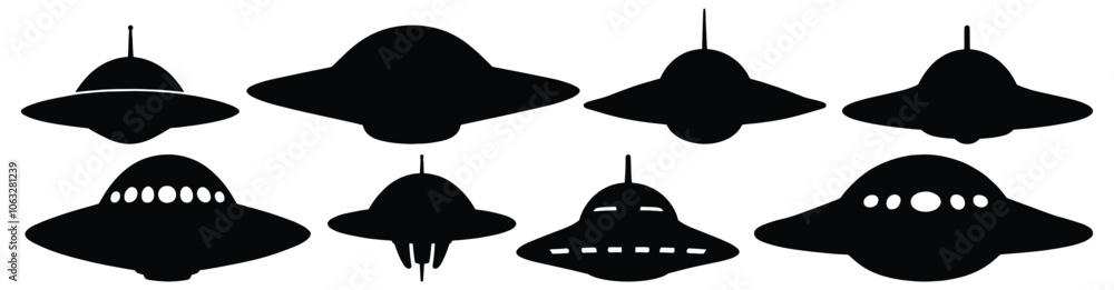 Ufo silhouette set vector design big pack of alien illustration and icon Ufo silhouette set vector design big pack of alien illustration and icon