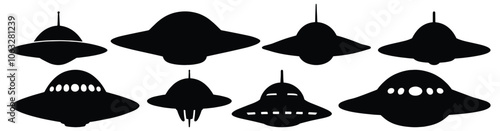 Ufo silhouette set vector design big pack of alien illustration and icon