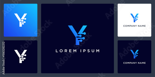 Vector letter Y digital tech logo and icon editable
