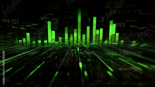 8 bit candlestick green stock chart 