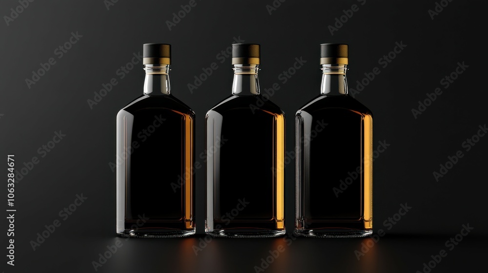 Set 3 Liquor Bottles Mockup Set 3 Liquor Bottles Mockup