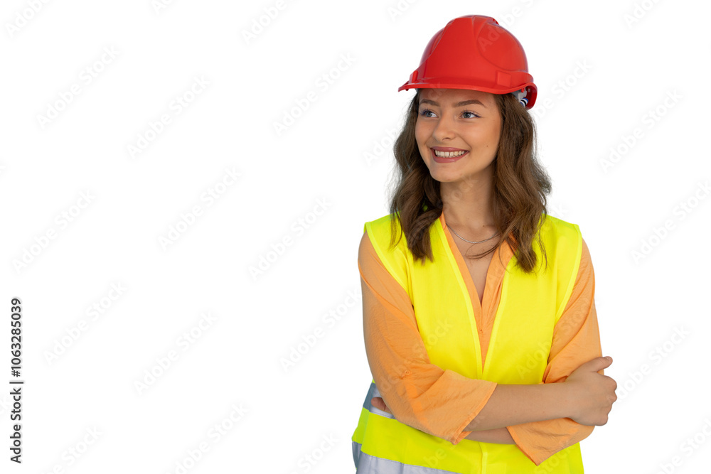 Female civil engineer ensuring safety on the job Female civil engineer ensuring safety on the job
