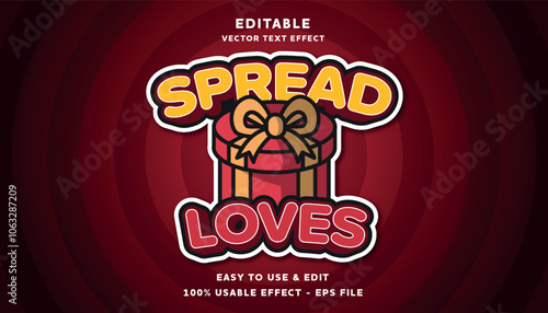 spread loves editable text effect with modern and simple style