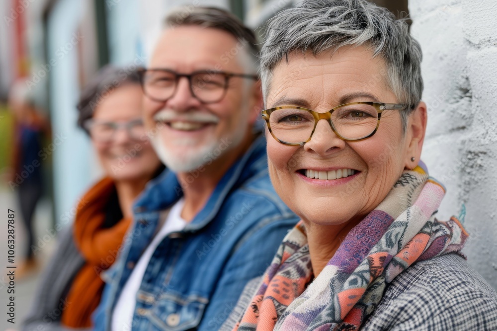 Portrait of smiling senior couple with eyeglasses looking at camera Portrait of smiling senior couple with eyeglasses looking at camera