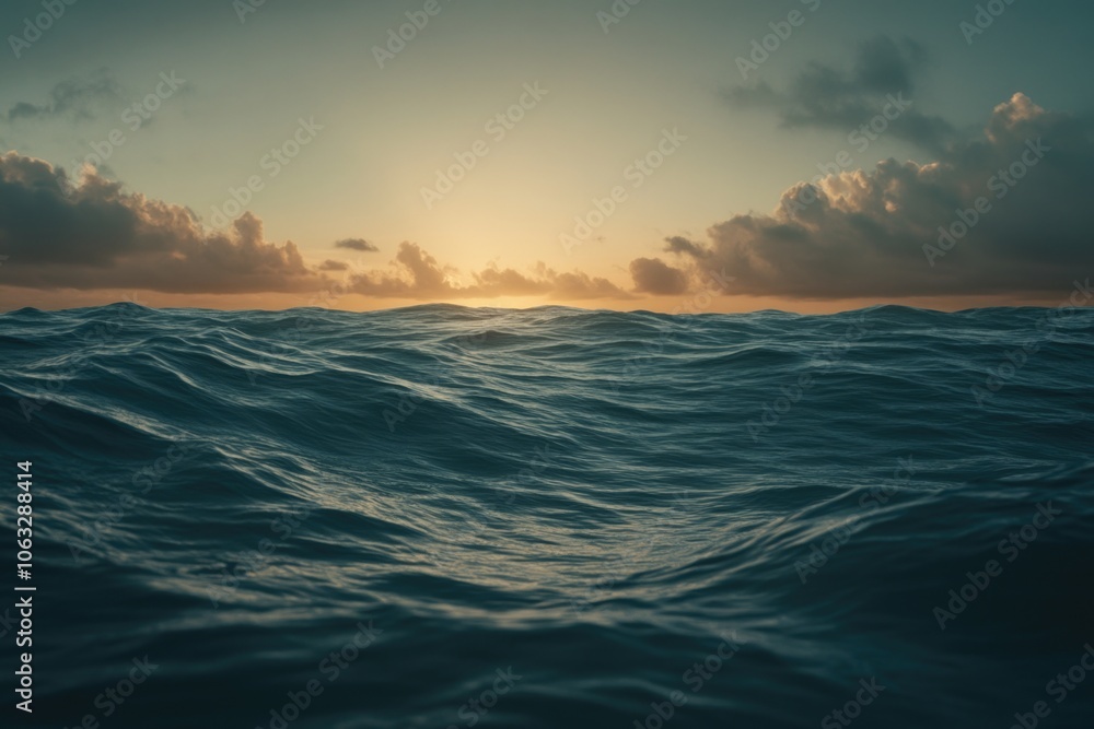 Obraz premium A serene scene of the sunset over the ocean waves