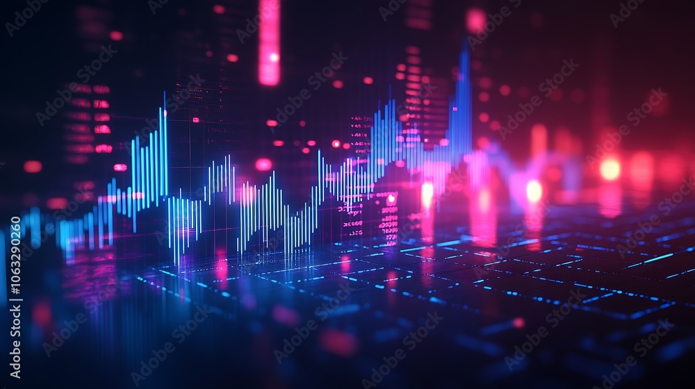 Business growing graph chart technology glowing background Business growing graph chart technology glowing background