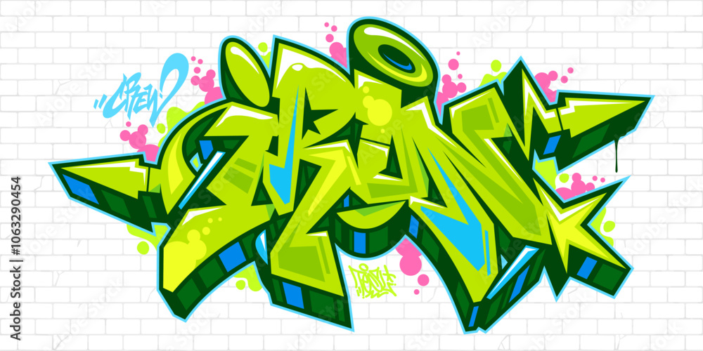 Obraz premium Cool Hip Hop Abstract Word Iron Graffiti Style Font Lettering Vector Illustration Template Art