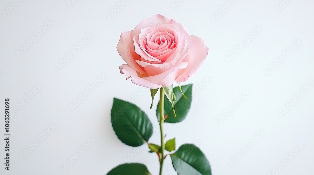 Elegant Pink Rose on White Background White Background Elegant Pink Rose on White Background White Background