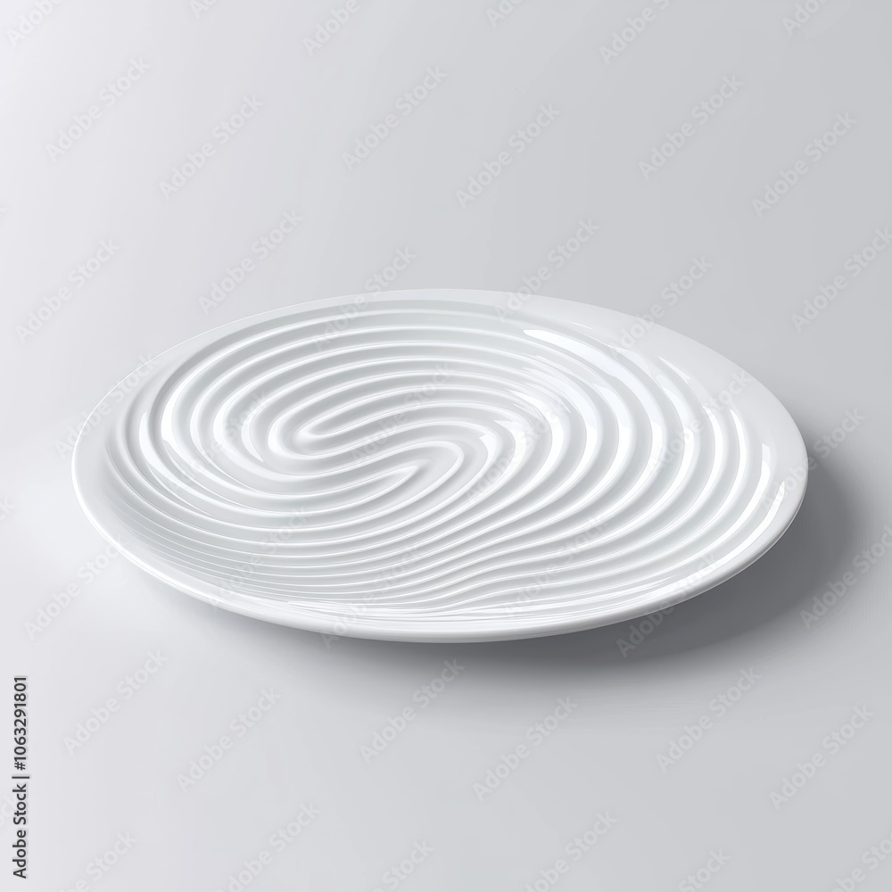 Elegant White Plate with Abstract Design for Kitchenware White Background Elegant White Plate with Abstract Design for Kitchenware White Background
