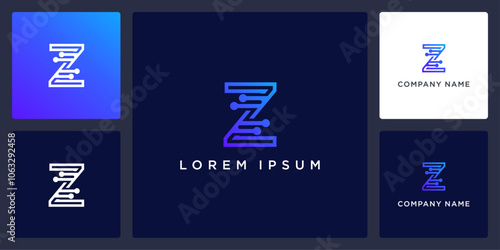 Letter Z data technology logo and icon editable vector