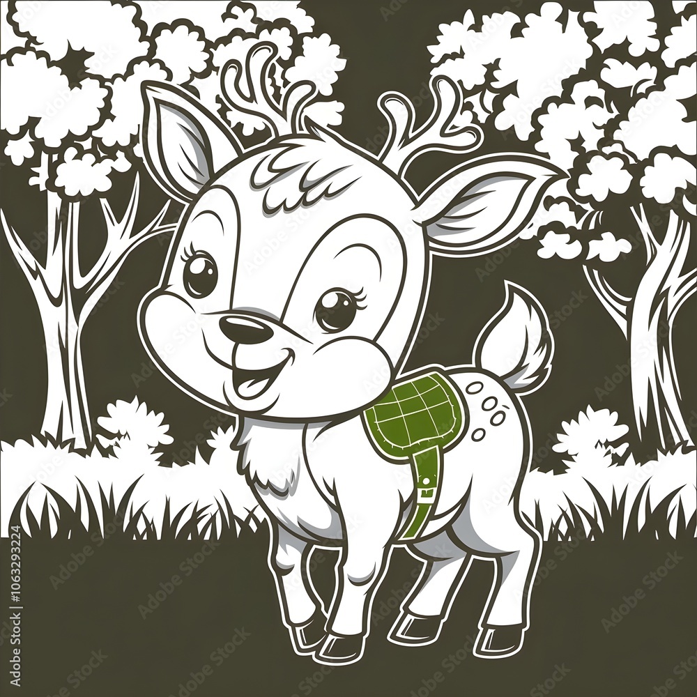 A cute, cartoon deer with a friendly smile. A cute, cartoon deer with a friendly smile.