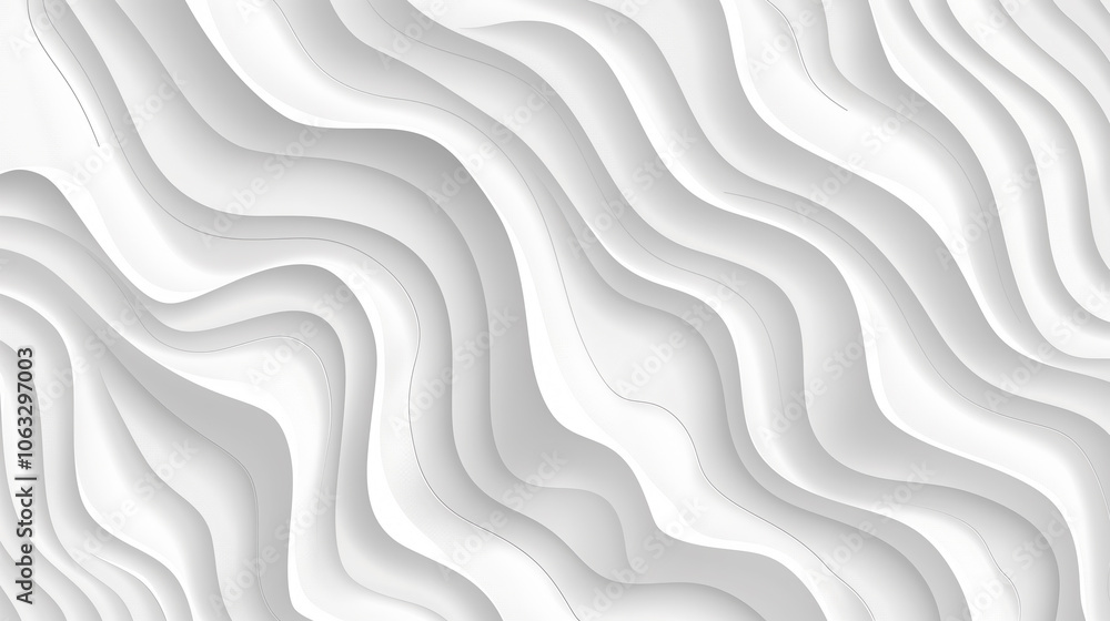 Obraz premium Abstract Flat Design with White Plastic Lines on a White Background, Minimalist Patterned Texture