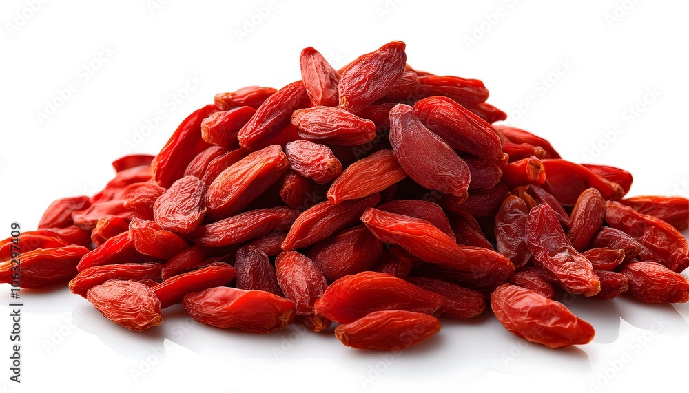 Pile of dried goji berries in a high-resolution macro shot Pile of dried goji berries in a high-resolution macro shot