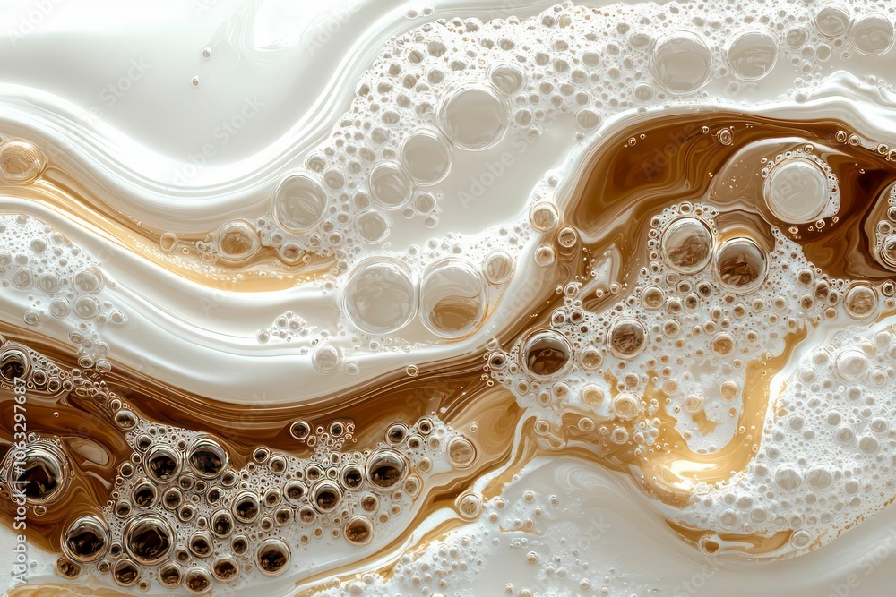 abstract wavy flowing foamy fluid with soft textures and coffee colored tones abstract wavy flowing foamy fluid with soft textures and coffee colored tones