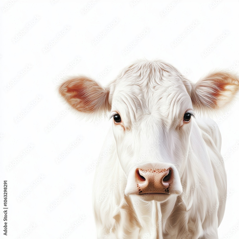 Hand-Drawn Cow Sketch in Soft Style White Background Hand-Drawn Cow Sketch in Soft Style White Background