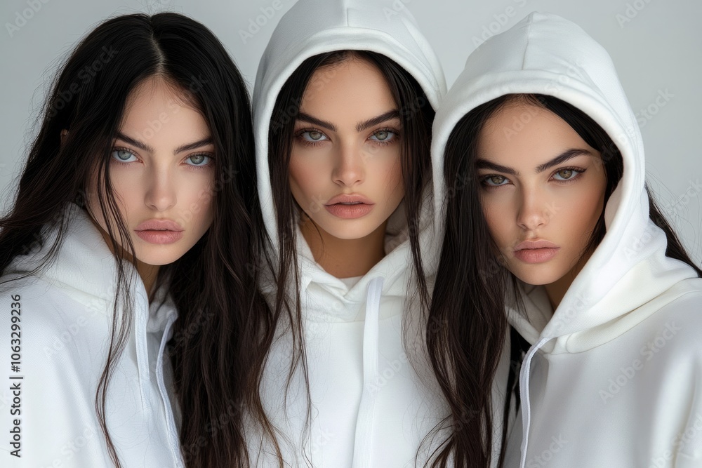 female models wearing white hoodies