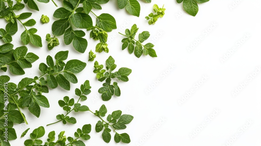 Fresh Moringa Leaves on White Background White Background Fresh Moringa Leaves on White Background White Background