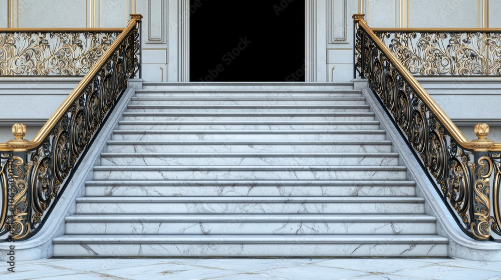 Narrow Marble Stairs with Elegant Railings Narrow Marble Stairs with Elegant Railings