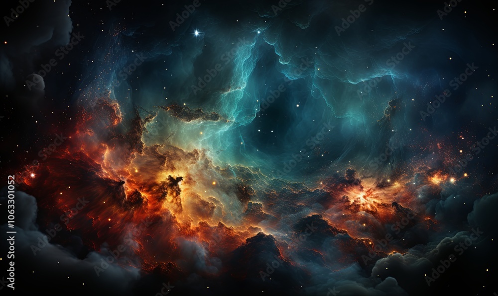 Colorful Space Filled With Stars and Clouds Colorful Space Filled With Stars and Clouds
