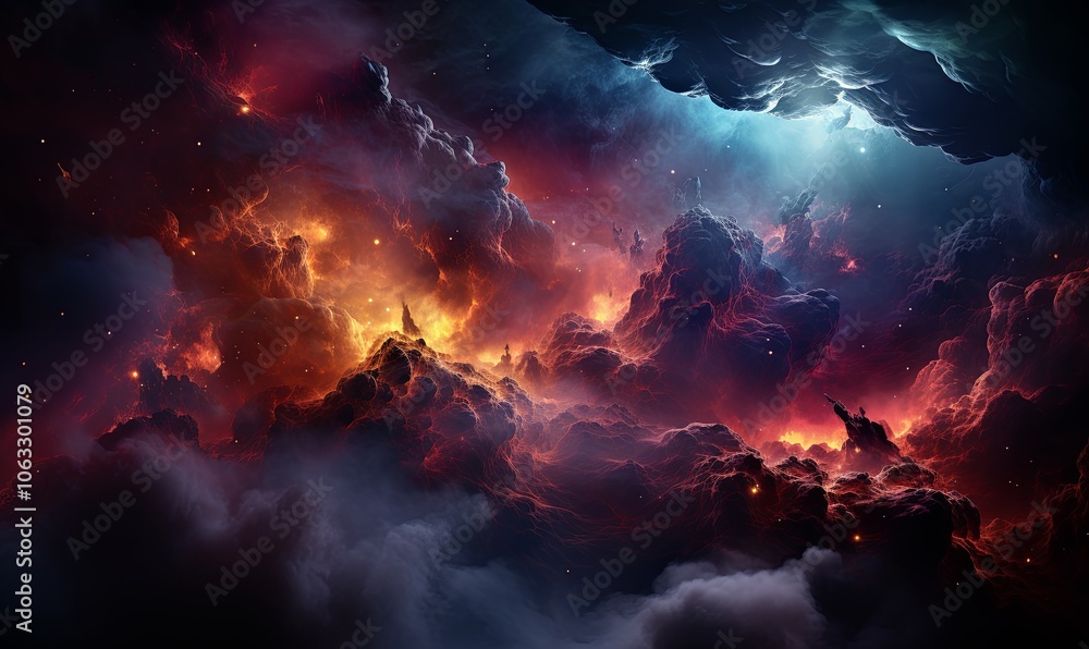 Colorful Sky With Clouds and Stars Colorful Sky With Clouds and Stars