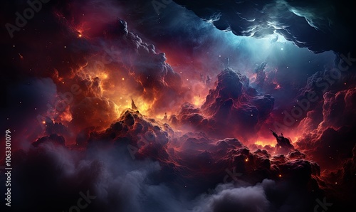 Colorful Sky With Clouds and Stars