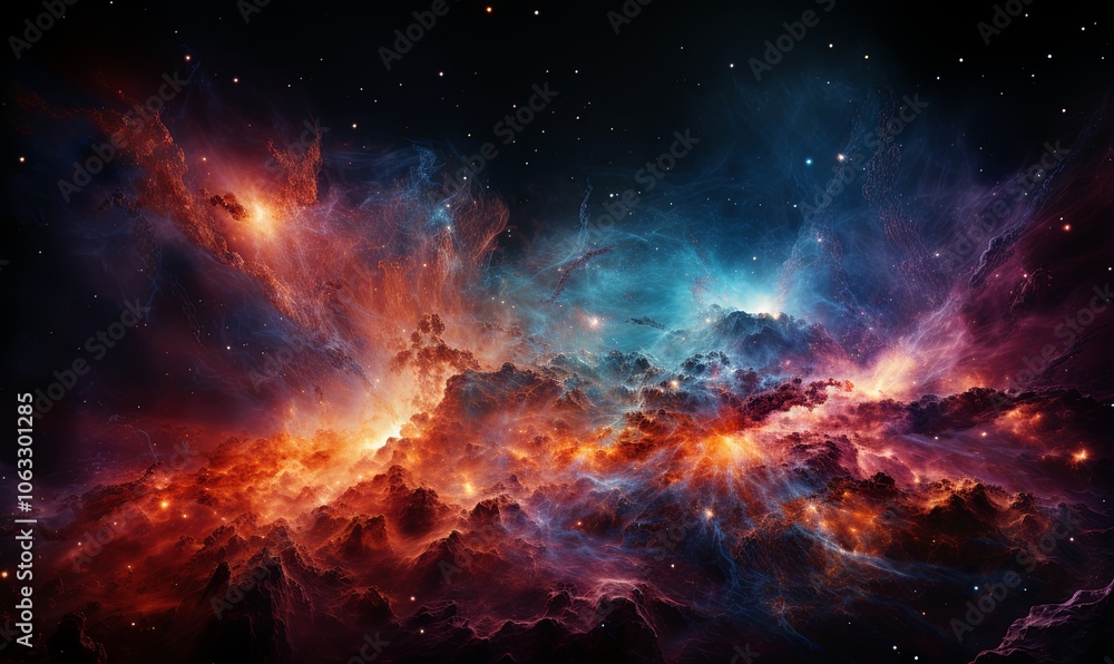 Colorful Space Filled With Stars and Clouds Colorful Space Filled With Stars and Clouds