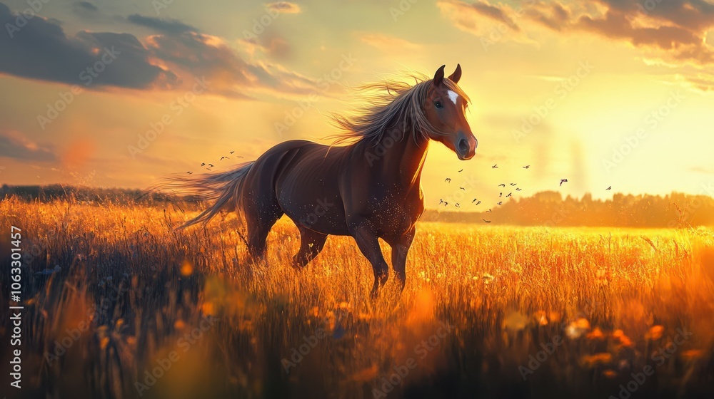 the most beautiful horse shows his temperament and beauty on summer sunset on dreamy meadow in golden hour the most beautiful horse shows his temperament and beauty on summer sunset on dreamy meadow in golden hour