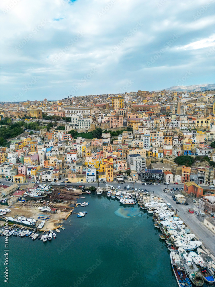 Aerial View of Sciacca, Sicily Harbor and Townscape Aerial View of Sciacca, Sicily Harbor and Townscape