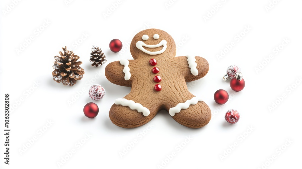Lay flat Gingerbread man cookie isolated on white background with shadows Christmas cookies Lay flat Gingerbread man cookie isolated on white background with shadows Christmas cookies