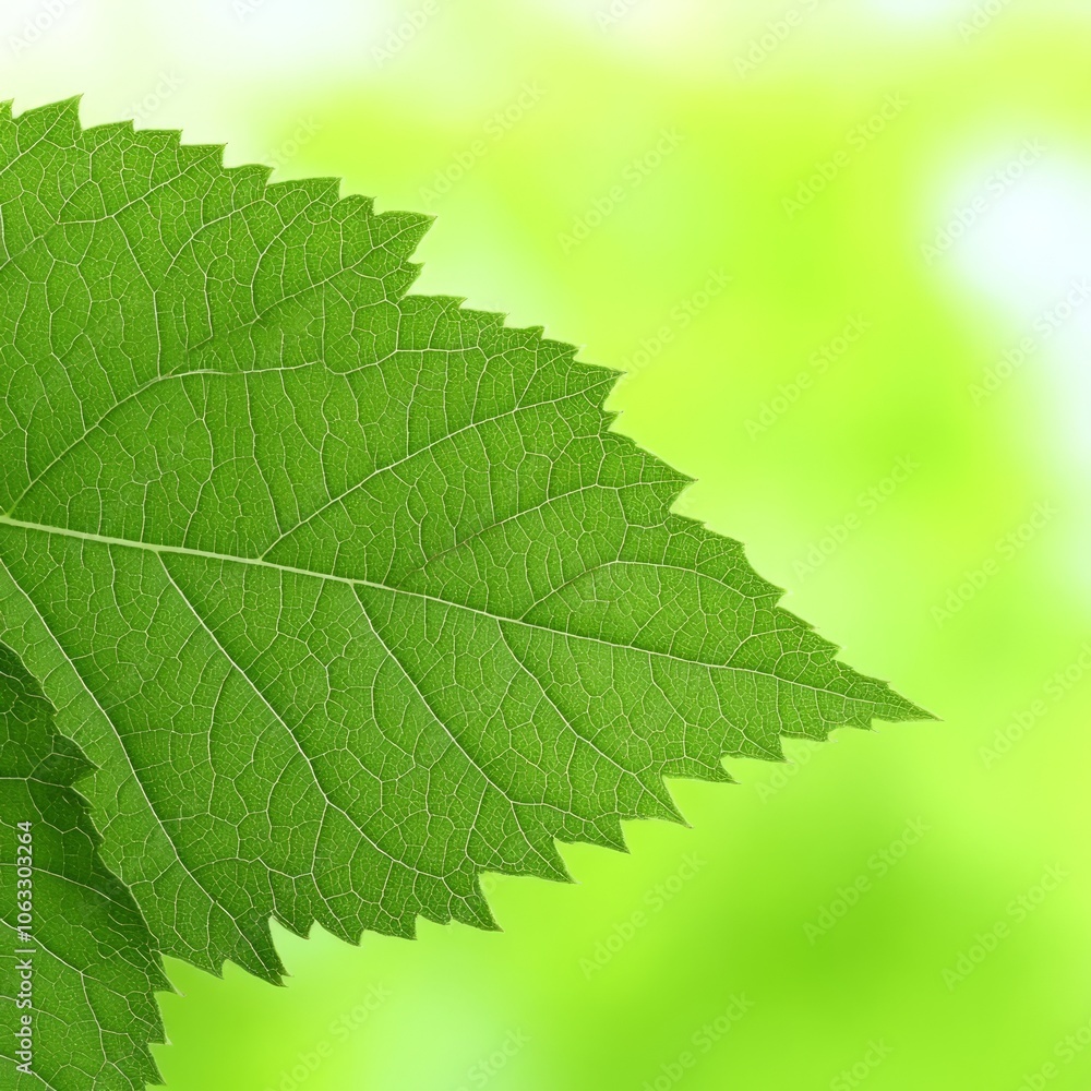 Close-up of a green leaf with a blurred green background. Close-up of a green leaf with a blurred green background.