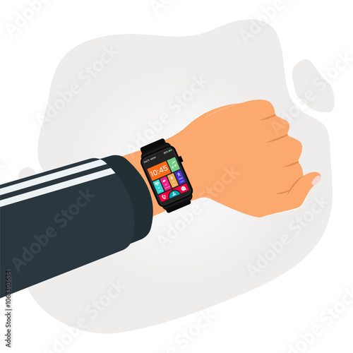 Hand with smartwatch design vector illustration.eps