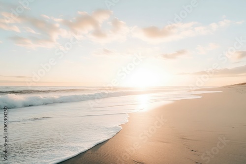 beach, sea, landscape, wallpaper, light, minimalist, aesthetics, sunset, sunrise, water, calm, peaceful, clear, clouds, ocean, sky, sun, sand, wave, nature, coast, horizon, travel, pastel, gold, tones